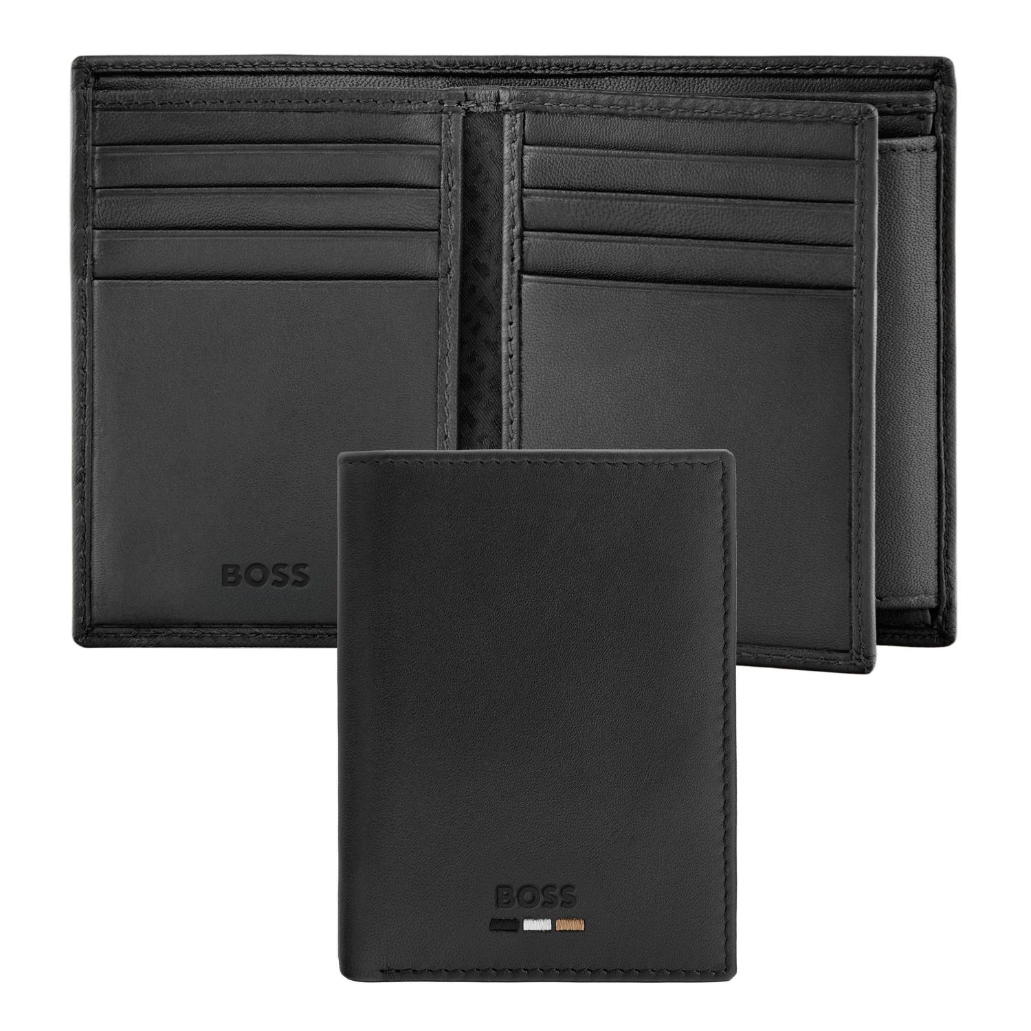 Card holder with flap and money pocket Emblematic Black