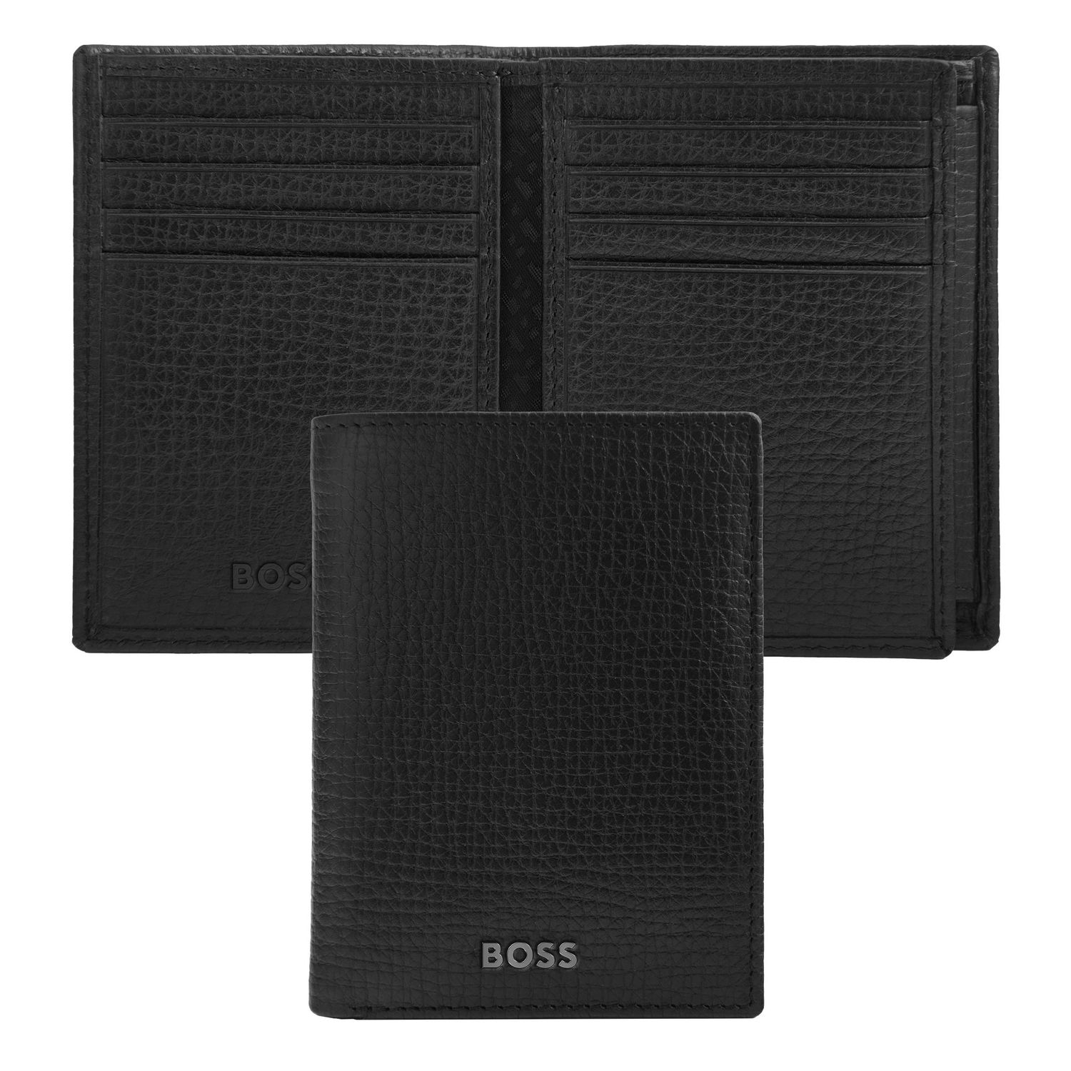Card holder with flap and money pocket Grid Black