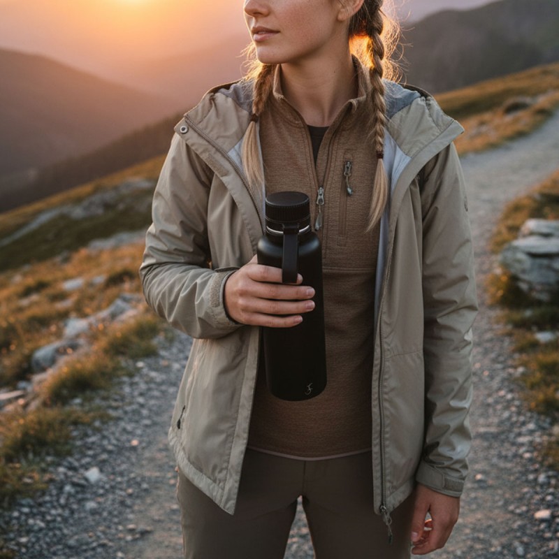 Butelka termiczna LURCH Outdoor ze stali nierdzewnej 1 litr - Czarna - obrazek 6